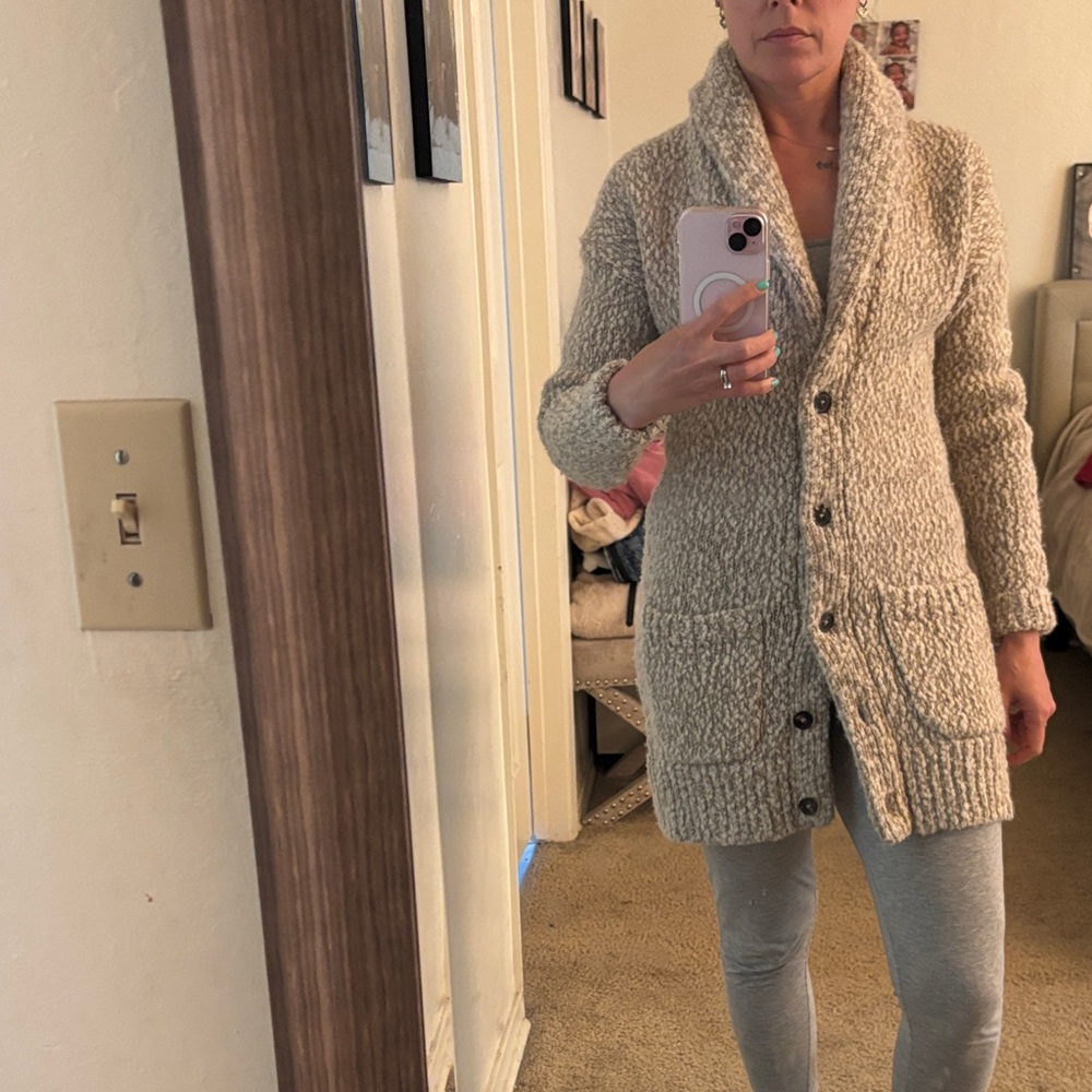 Brooks Brothers Cream shawl Cardigan Sweater xs wool alpaca mix